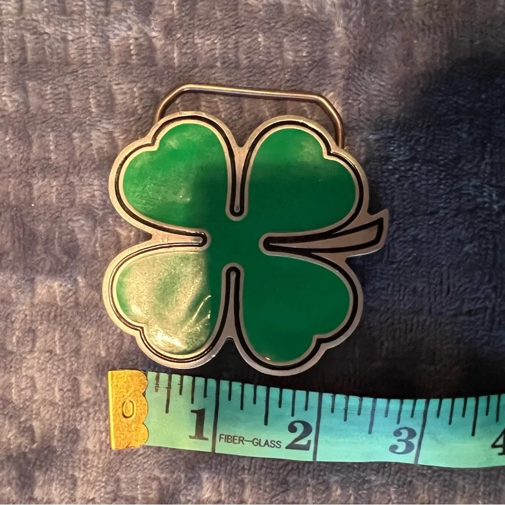 Real American products pewter shamrock/4 leaf clover belt buckle